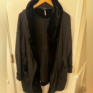 Free People- Westwood Cotton Velvet-Trim Cardigan